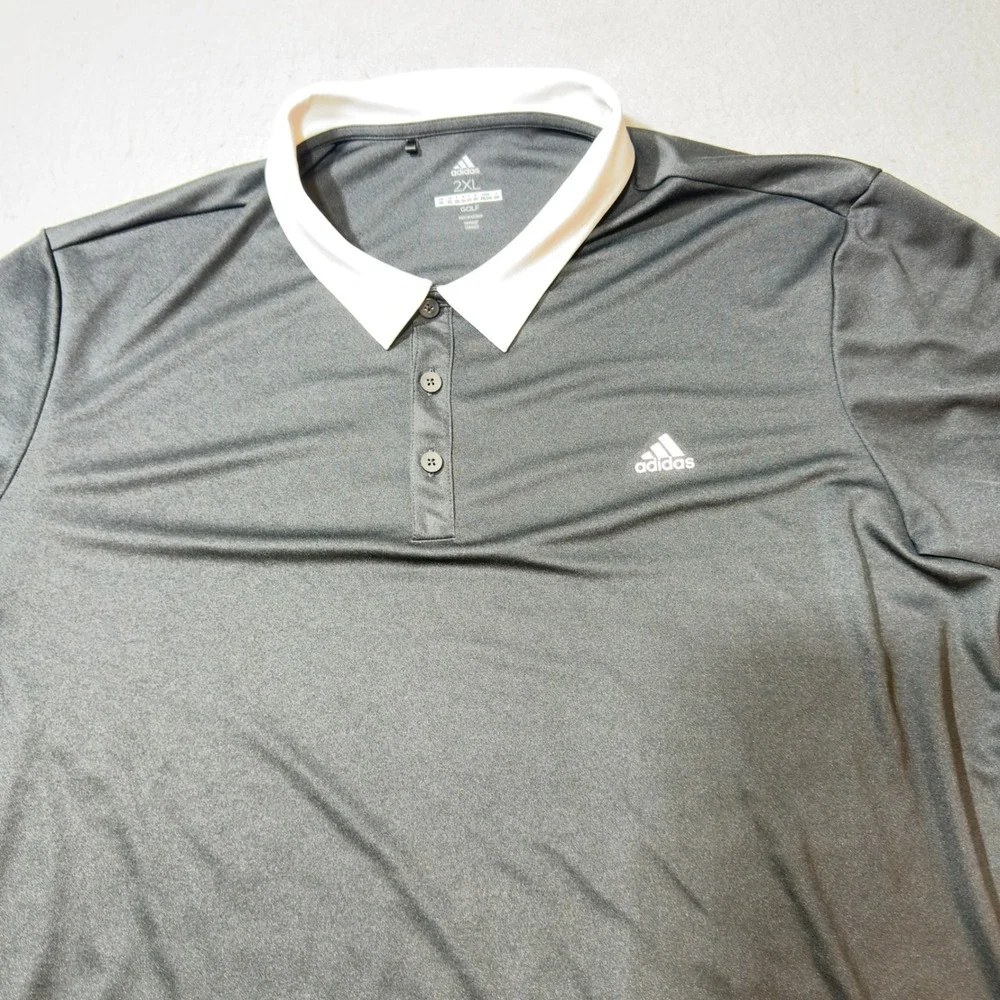 Adidas Golf Polo Shirt Mens 2XL Gray Excellent Short Sleeve Breathable 1793
